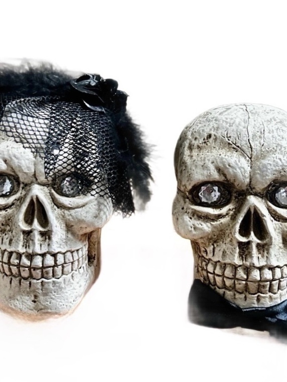 Kirkland's ~ Set of 2 (Mr. and Mrs. Skull) White Skull Face Decor Set W/ Box